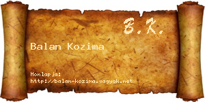 Balan Kozima névjegykártya